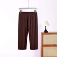 thumbnail image 4 of QIYAGBSA Casual Pants for Women Capri Length Elastic Waist Relaxed Fit Soft Sleepwear Cropped Bottoms for Spring Summer (Coffee, 5XL), 4 of 6