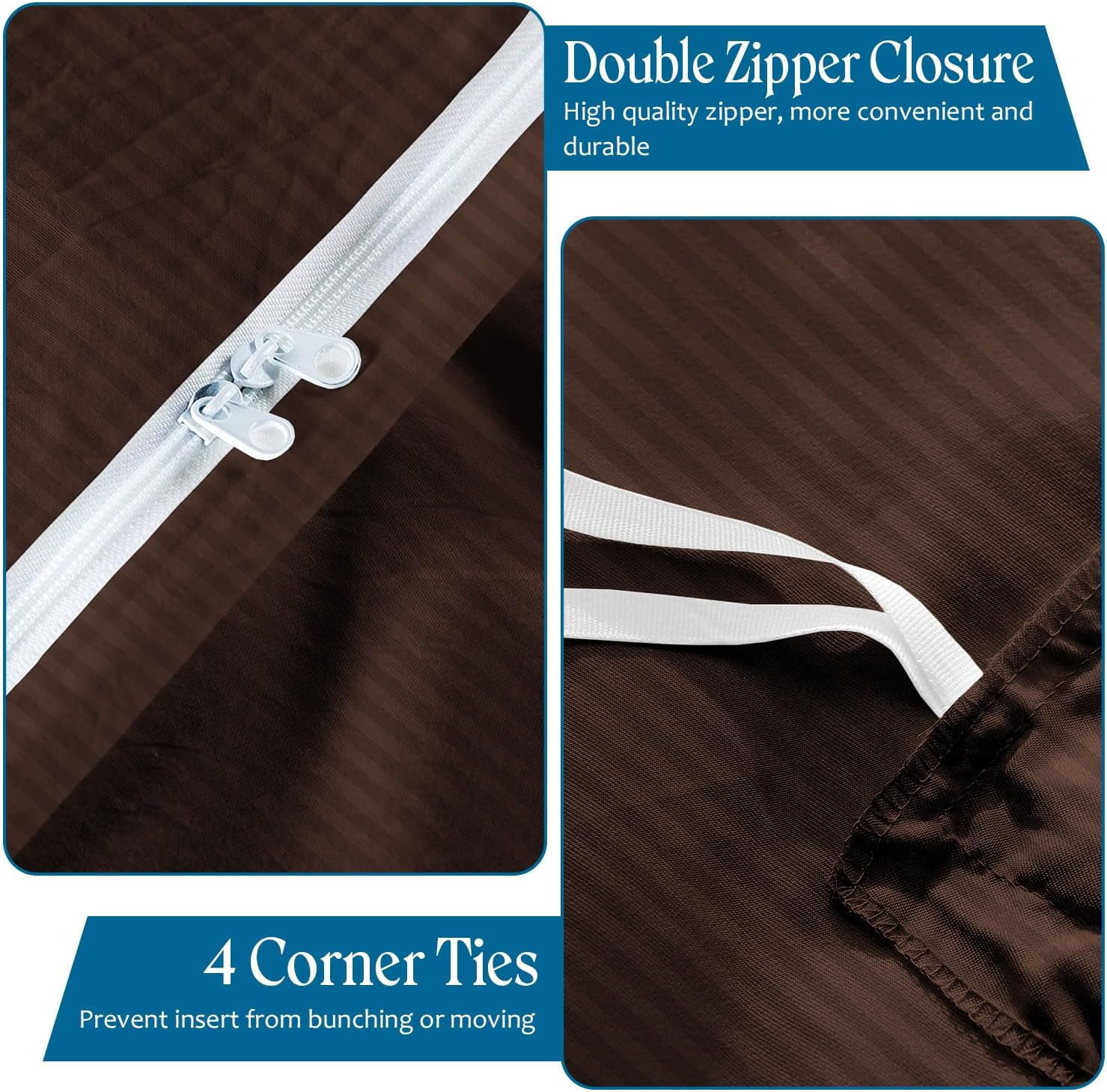 SRP Linen 500 Thread Count Chocolate Stripe 100% Egyptian Cotton Premium Duvet Cover, King