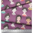thumbnail image 2 of Soimoi Purple Modal Satin Fabric Women Face Human Figure Print Sewing Fabric Yard 42 Inch Wide, 2 of 5