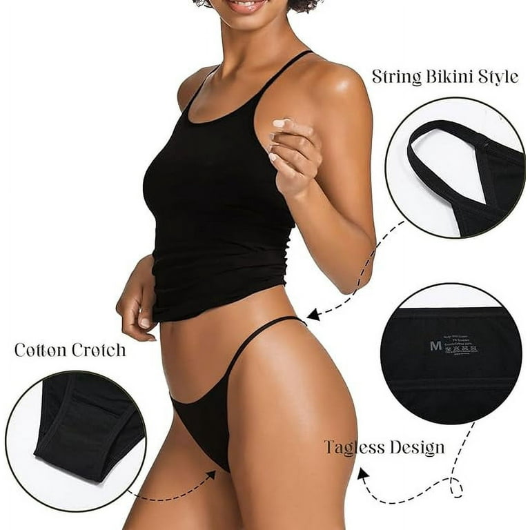 LEVAO Women's Bikini Panties High Cut String Ladies Cheeky Underwear Cotton  Underwear 6 pack S-2XL 