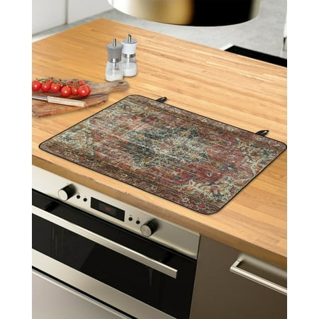 

Boho Vintage Stove Top Covers for Electric Stove Heat Insulation Fireproof Glass Cooktop Cover Counter Top Glass Stove Cover 24 x21 Retro Flowers Modern Geometric Abstract Art