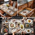 thumbnail image 3 of Placemats for Dinning Table Set of 8, Orange Beige Boho Vintage Ethnic Tribal Southwestern Burlap Kitchen Place Mats Waterproof Cloth Table Mats, Indoor Outdoor Placemats Easy Clean Dinner Decor, 3 of 8