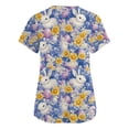 thumbnail image 4 of Easter Medical Scrubs Women Bunny Eggs Printed Stretch Fashion Nurse Working Uniform, Cozy V Neck Short Sleeve Pocket Tunic Tops Purple XXXXL, 4 of 5