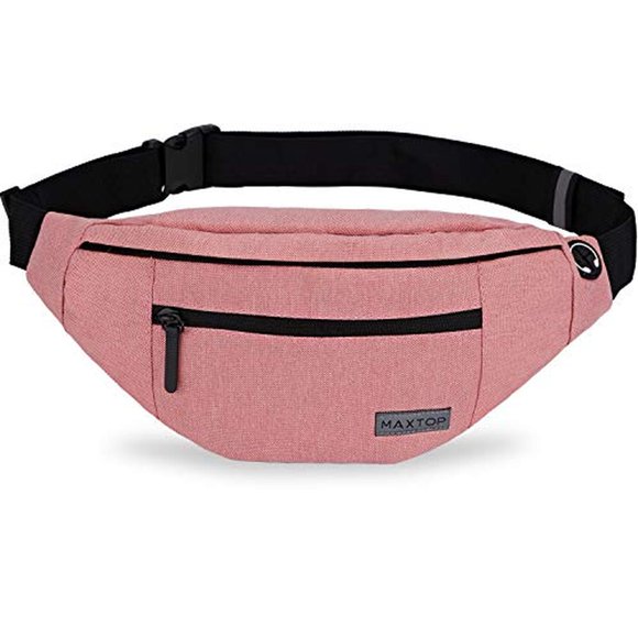 Riñonera MAXTOP Rosa con Conector para Auriculares y 4 Bolsillos para Mujer y Hombre