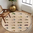 thumbnail image 2 of Round Rug 7Ft Washable Non-Slip, Ocean Fishhooks Circle Area Rugs for Living Room Bedroom, Vintage Coastal Fishing Pattern Brown Indoor Floor Mats Carpet Runner for Home Decor Aesthetic, 2 of 8