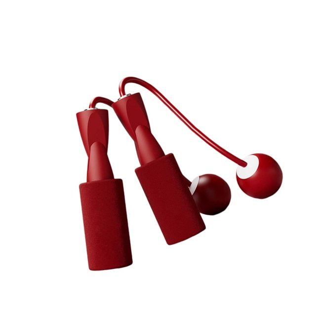 Cordless Jumping Rope Gym Exercise Fitness Bearing Ropes Women Skipping Rope with Weighted Jump Rope for Kids Ball dia.3.2cm Red