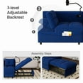 thumbnail image 5 of 4-in-1 Convertible Sleeper Sofa Bed with USB Port and Phone Stand, Velvet Futon Sofa Bed Loveseat with Adjustable Backrest, Foldable Small Couches for Living Room, Blue, 5 of 9