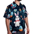 thumbnail image 2 of Easter Men's Short Sleeve Hawaiian Poplin Shirt - Casual Printed Button Down Summer Beach Shirt for Men, 2 of 6