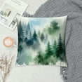 thumbnail image 2 of GOSMITH Pine Tree Throw Pillow Covers Watercolor Blue Green Square Rustic Style Natural Forest Fog Print Decorative Pillowcase Spring Summer Cushion Cover for Home Sofa Bed Outdoor, 2 of 5