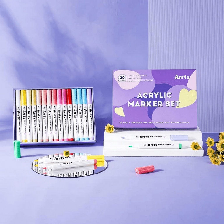 Arrtx 30 Colors Acrylic Paint Pens 30B Acrylic Markers – ArrtxArt