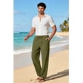 thumbnail image 3 of COOFANDY Men's Cotton Linen Pants Elastic Waist Drawstring Summer Beach Trousers Casual Yoga Pant, 3 of 6