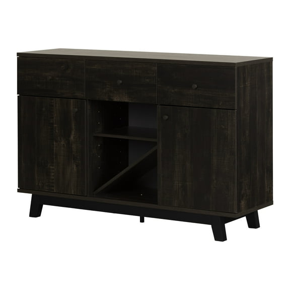 South Shore Bellami Contemporary Buffet with Wine Storage Rubbed Black