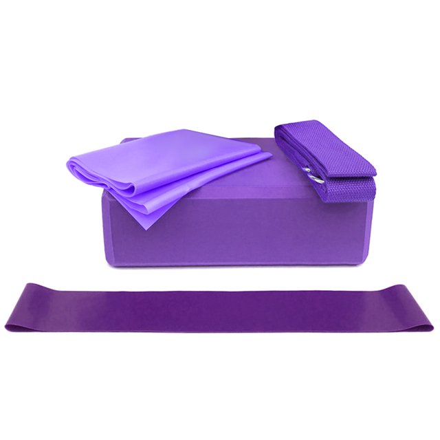 Ensemble de 4 Pcs Équipement de Yoga Blocs de Yoga Sangle d'Étirement Bande de Résistance