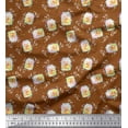 thumbnail image 1 of Soimoi Brown polyester Crepe Fabric Swirl & Fruit Jar Kitchen Print Fabric by the Yard 52 Inch Wide, 1 of 3