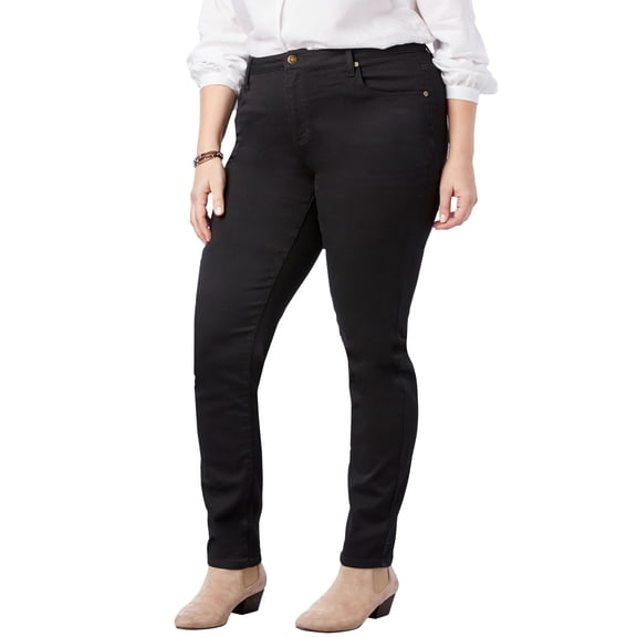 Woman Within Plus Size Straight-Leg Stretch Comfort Denim Five-Pocket Jeans