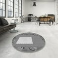 thumbnail image 4 of Ahgly Company Machine Washable Indoor Round Transitional Carbon Gray Area Rugs, 8' Round, 4 of 7