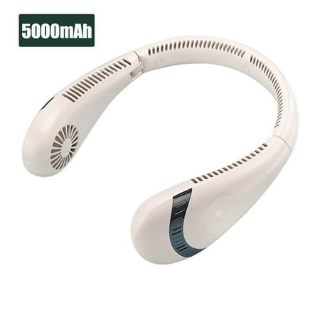 

5000mAh hanging neck fan student outdoor household usb fan folding silent leafless hanging neck fan