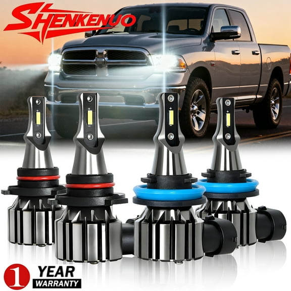 6000K White for 2013-2018 RAM 1500 2500 3500 w/o projector LED Headlight Hi-Lo Beam Bulbs 4 Pack