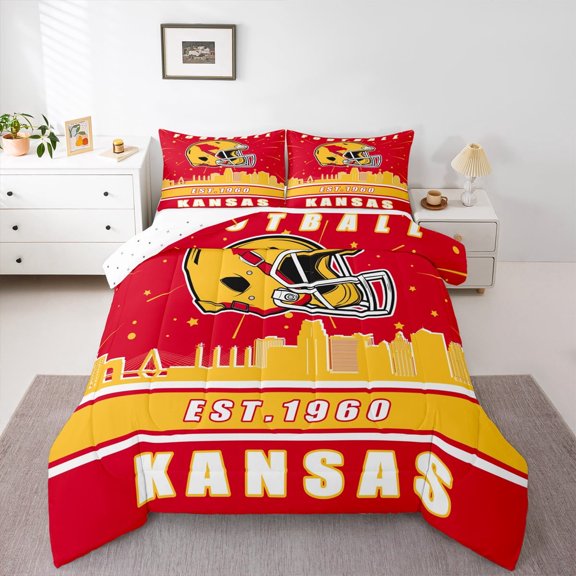 Erosebridal Eat Sleep Comforter Sets Twin Size, American Football Comforters & Duvets, Sports Lover Duvet Insert, Lightweight Bedroom Decor, 2-Piece
