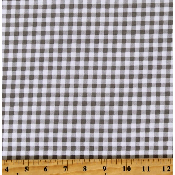 Cotton Gray and White Plaid Checks Cotton Fabric Print by the Yard (PLAID-C5576-SLATE)