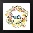 thumbnail image 2 of Caroline, Emma 20x20 Black Modern Framed Museum Art Print Titled - Springtime Wreath and Bird I, 2 of 5