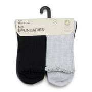 No Boundaries Lettuce Edge Mid Crew Socks, 6-Pack, Womens, Shoe Sizes 4-10
