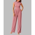 thumbnail image 5 of FreshPretty Womens Jumpsuit Dressy Casual Summer Outfits One Piece Cap Sleeve Mock Neck Wide Leg Pants Rompers with Pockets, 5 of 5