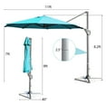 thumbnail image 4 of Costway Parasol Déporté de Patio 11 Pi Rotation Cantilever Aluminium Inclinaison Base Croisée Turquoise, 4 of 10