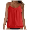 thumbnail image 3 of COMVALUE Women Tankini Swimsuit Tummy Control Blouson Bathing Suits Thin Swim Tank Top Only (Red, S), 3 of 7