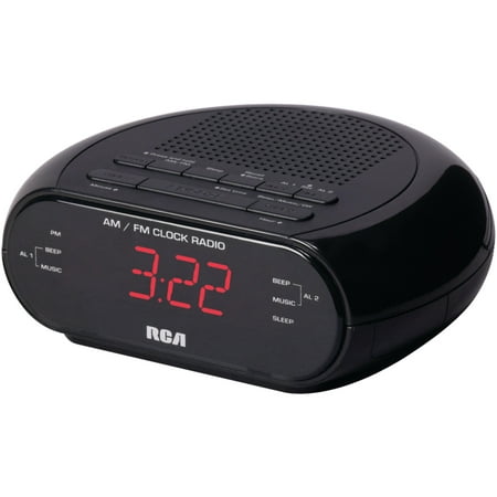 RCA RC205 Dual Alarm Clock Radio with Red LED & Dual (Best Alarm Sounds To Wake Up To)