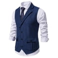 thumbnail image 5 of Hanerdun Men Suit Waistcoats Male Solid Color Business Vests Navy Blue L, 5 of 6
