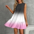 thumbnail image 6 of cocolona Summer Sleeveless Mini Dress Crew Neck Ruffle Flowy Tank Dress Fashion Casual Gradient Color Holiday Beach Sundress S, 6 of 7