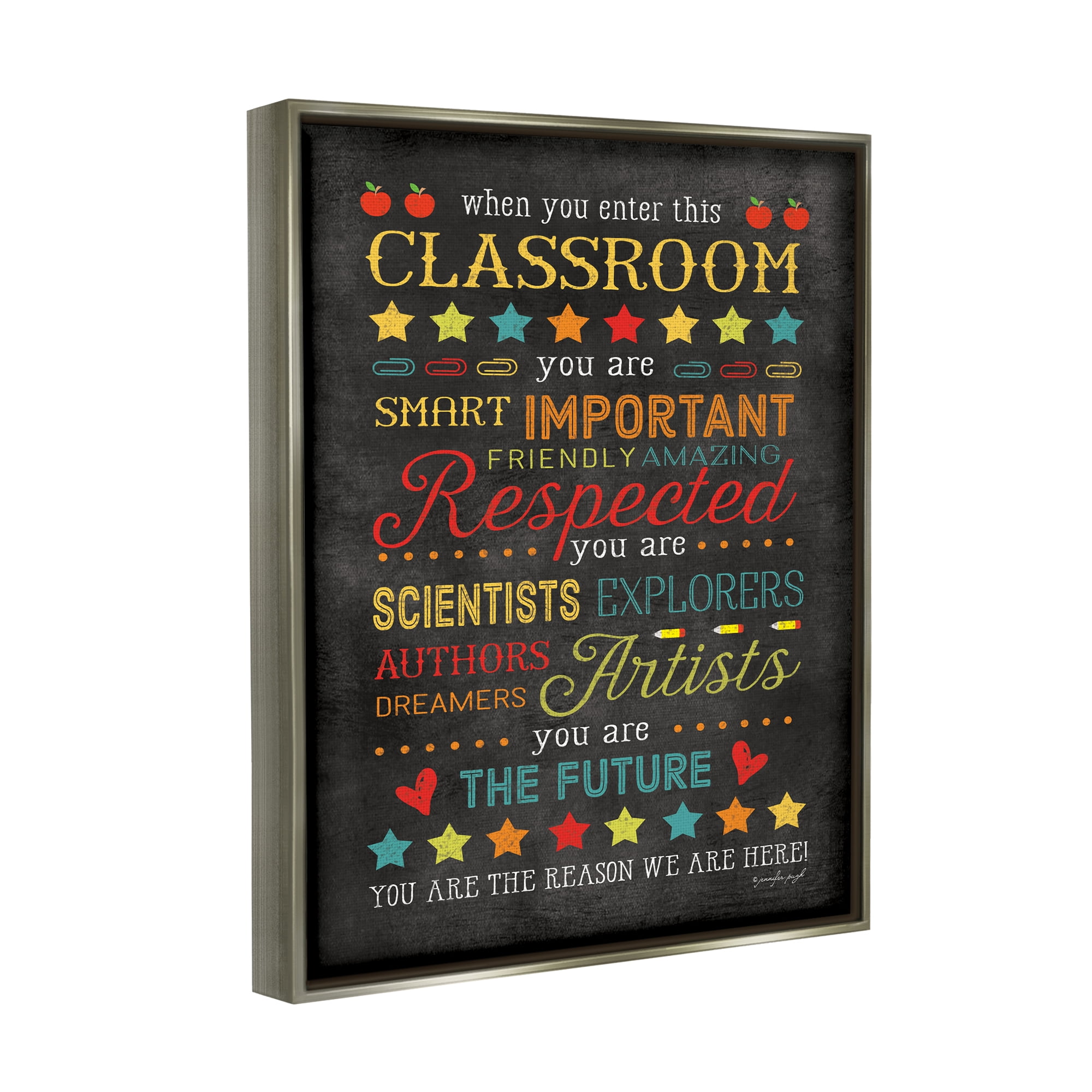 Stupell The Reason We Are Here Classroom Sign Inspirational Painting Gray Floater Framed Art Print Wall Art