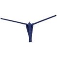 thumbnail image 2 of Botmois Men's Ice Silk T-backUnderwear Enhance Pouch Cotton Mini Bikini Thong Push-out G-string Navy Blue M, 2 of 3
