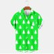thumbnail image 2 of Mens Manga Corta Botón Abajo Camisas, Navidad Impreso Turndown Cuello Blusa, Top de Moda Casual, 2 of 3