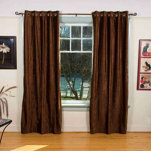 Brown Ring Grommet Top Velvet Curtain Drape Panel Piece Walmart Com Walmart Com