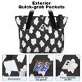 thumbnail image 2 of Tote Bag for Women - Black Halloween White Ghosts Shoulder Bag - Large Utility Work Duffle Bag with Zipper Handbag for Travel, Work, Sprots, 2 of 5