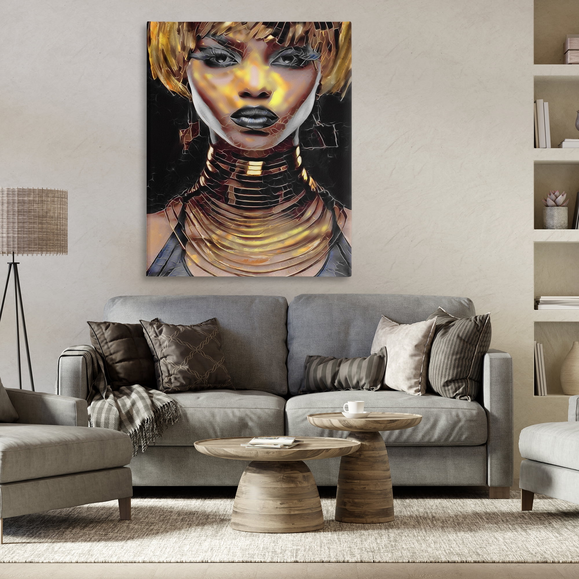 Stupell Industries Intense Glam Woman Portrait People Painting Wrapped Canvas Art Print Wall Art, 36 x 48