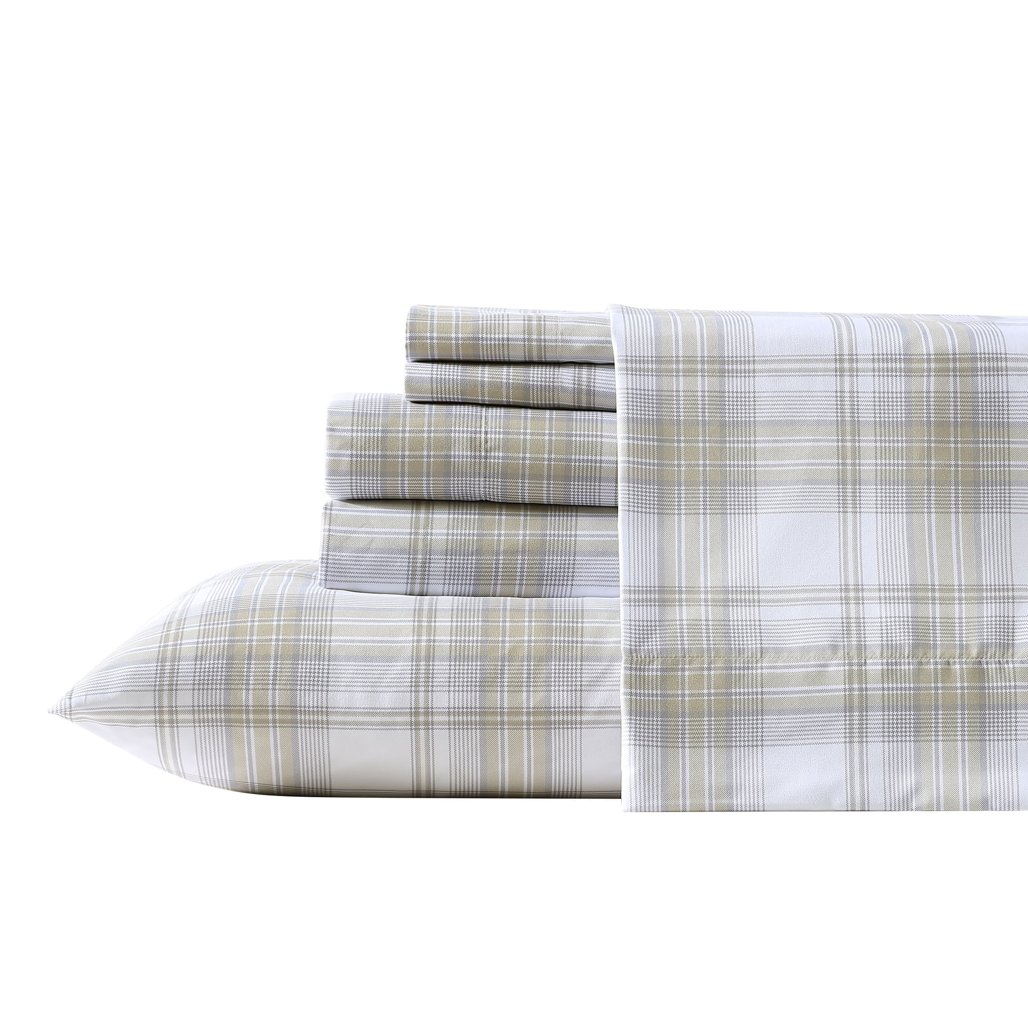 Wrangler Dayton Valley Plaid Microfiber Beige 4 Piece Sheet Set-King