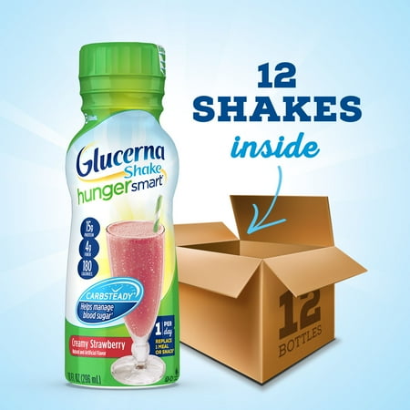 Glucerna Hunger Smart Diabetic Protein Shake, Classic Strawberry, 10-fl-oz Bottle, 12 Count