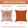 thumbnail image 4 of Boho Pillow Covers Square 18x18 Inch Set of 2, Orange Blue Throw Pillow Covers Velvet Carpet Pattern Decorative Pillowcase Ethnic Design Farmhouse Cushion Case for Sofa Couch Outdoor Decor, 4 of 6