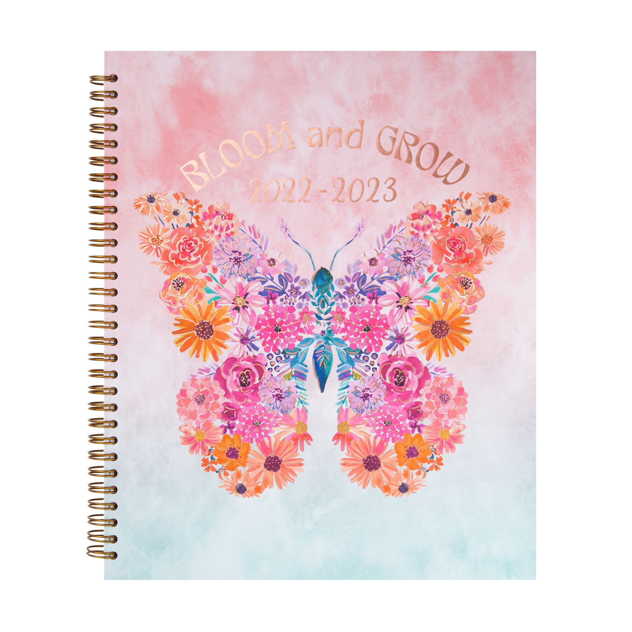 2022-2023 Mintgreen Daily, Weekly, Monthly Spiral Planner, 9' x 11', Butterfly