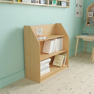 Emma + Oliver Kid's Bookshelf or Toy Storage Shelf for Bedroom or Playroom  - Natural Wood Finish - Safe, Kid-Friendly Curved Edges