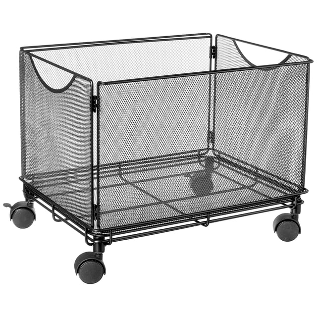 Scranton & Co Steel Mesh Black Mobile File Cube Rectangular 13.5" W x 16.75" D x 13" H
