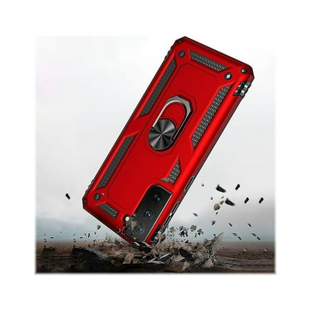 SaharaCase - Military Kickstand Series Case for Samsung Galaxy S21 FE 5G - Red