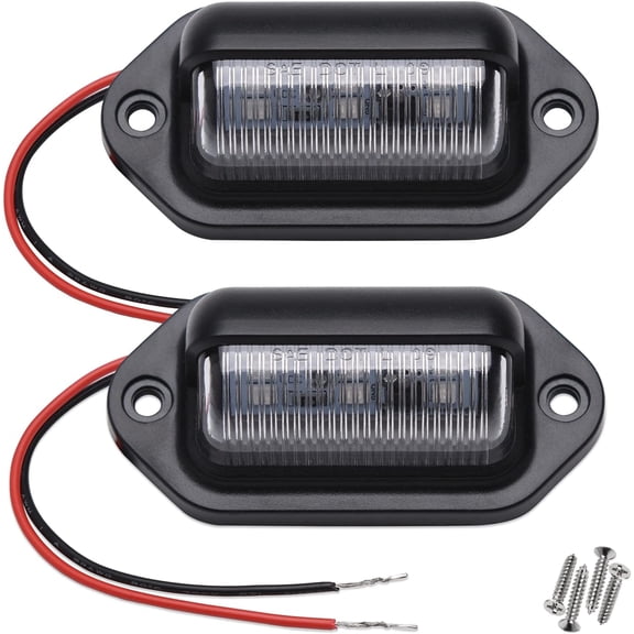 2PCS Xenon White LED License Plate Light - 12V-24V DC Waterproof 6-SMD Lamp Taillight for Truck, SUV, Trailer, Van, RV, Boats - Step Courtesy, Dome/Cargo, Under Hood Light