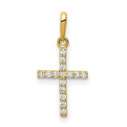 Finest Gold 10K Yellow Gold CZ Cross Pendant