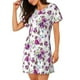 thumbnail image 2 of Balery Violets Flowers Camisón de manga corta con cuello redondo para mujer, cómodo y elegante., 2 of 6