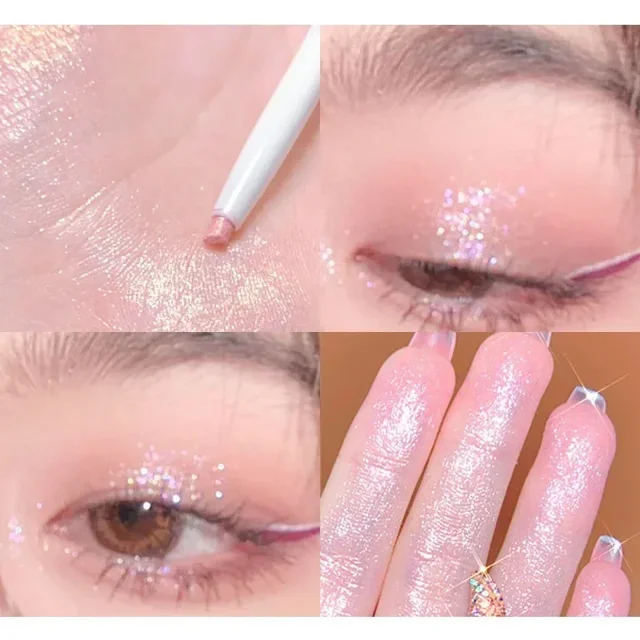 Delineador de ojos brillante de 6 colores, resaltador en barra, perla mate, lápiz de gusano de seda, sombra de ojos marrón té, cosméticos de maquillaje de belleza impermeables