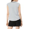 thumbnail image 3 of INSPIRE CHIC Women's Tie Neck Cap Sleeve Button Down Ruffle Summer Shirt, 3 of 6